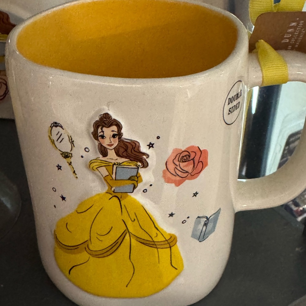Disney Princess Belle Ceramic Mug - Yellow and White Rae Dunn